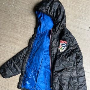 IKKS down fill light jacket spring fall hood boy size 6
